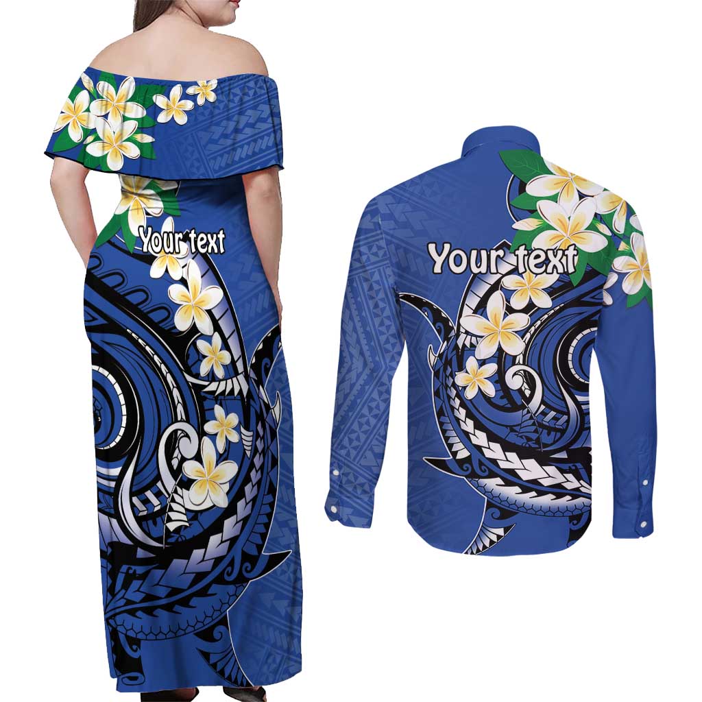 FSM Pohnpei Polynesian Shark Tattoo Personalised Couples Matching Off Shoulder Maxi Dress and Long Sleeve Button Shirt LT9 - Polynesian Pride