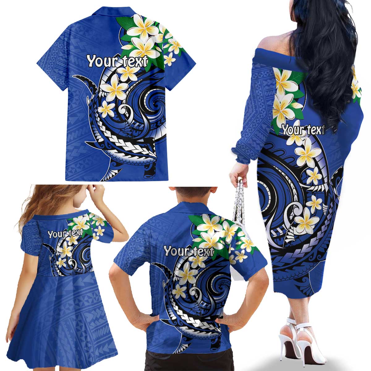 FSM Pohnpei Polynesian Shark Tattoo Personalised Family Matching Off The Shoulder Long Sleeve Dress and Hawaiian Shirt LT9 - Polynesian Pride