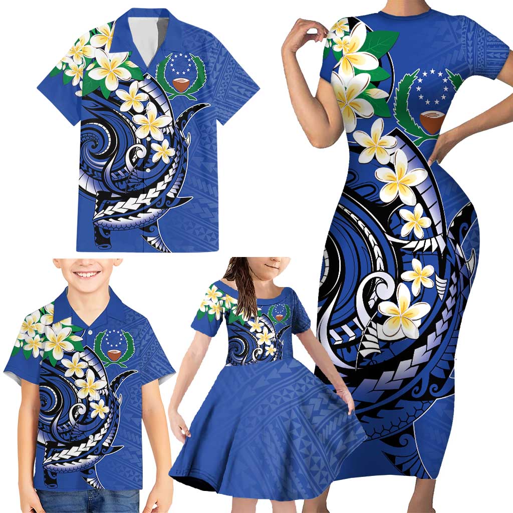 FSM Pohnpei Polynesian Shark Tattoo Personalised Family Matching Short Sleeve Bodycon Dress and Hawaiian Shirt LT9 - Polynesian Pride