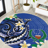FSM Pohnpei Polynesian Shark Tattoo Personalised Round Carpet LT9 Blue - Polynesian Pride