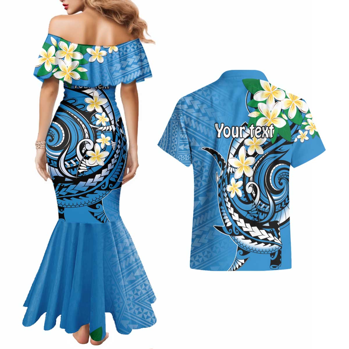 FSM Yap State Polynesian Shark Tattoo Personalised Couples Matching Mermaid Dress and Hawaiian Shirt LT9 - Polynesian Pride