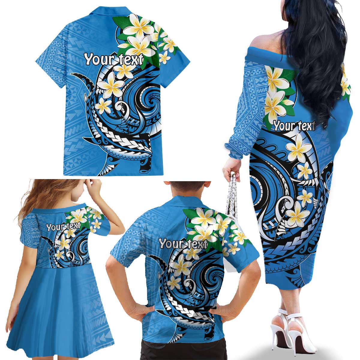FSM Yap State Polynesian Shark Tattoo Personalised Family Matching Off The Shoulder Long Sleeve Dress and Hawaiian Shirt LT9 - Polynesian Pride