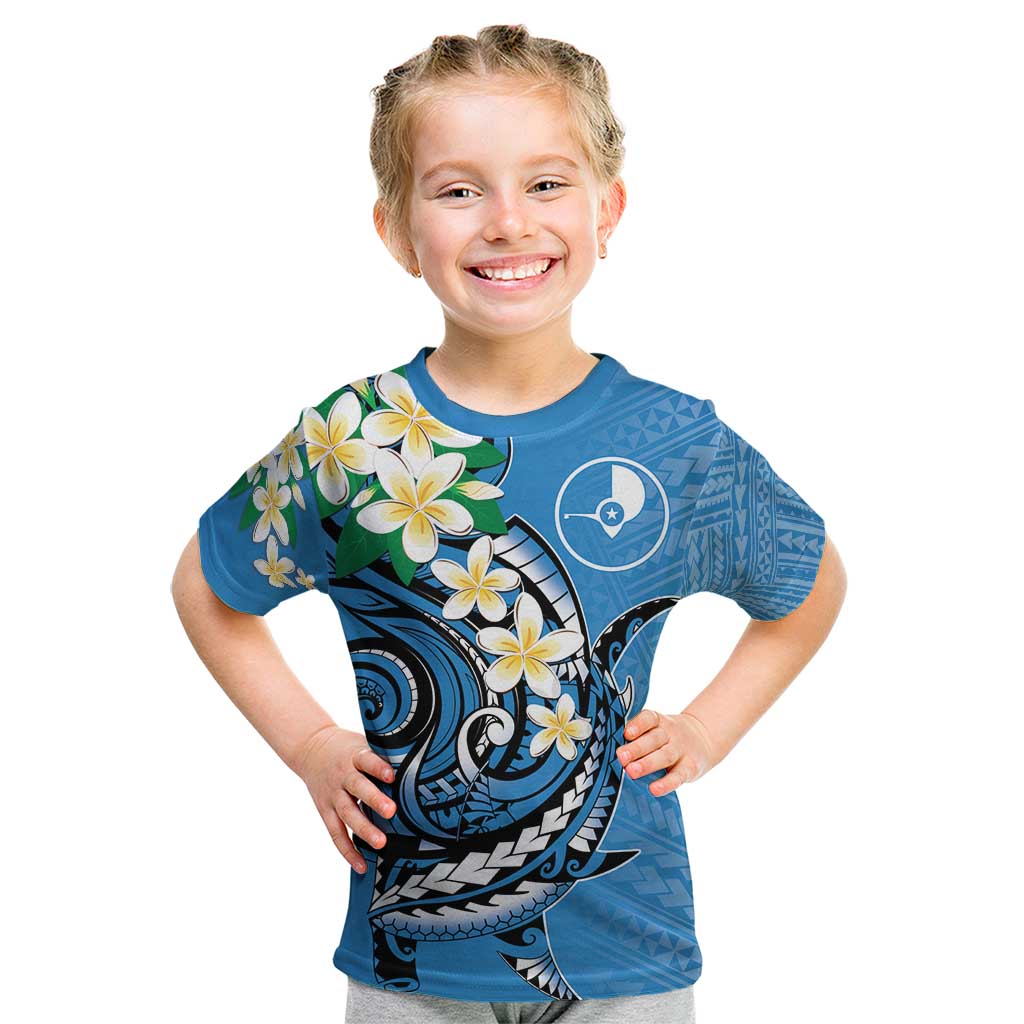 FSM Yap State Polynesian Shark Tattoo Personalised Kid T Shirt LT9 Blue - Polynesian Pride
