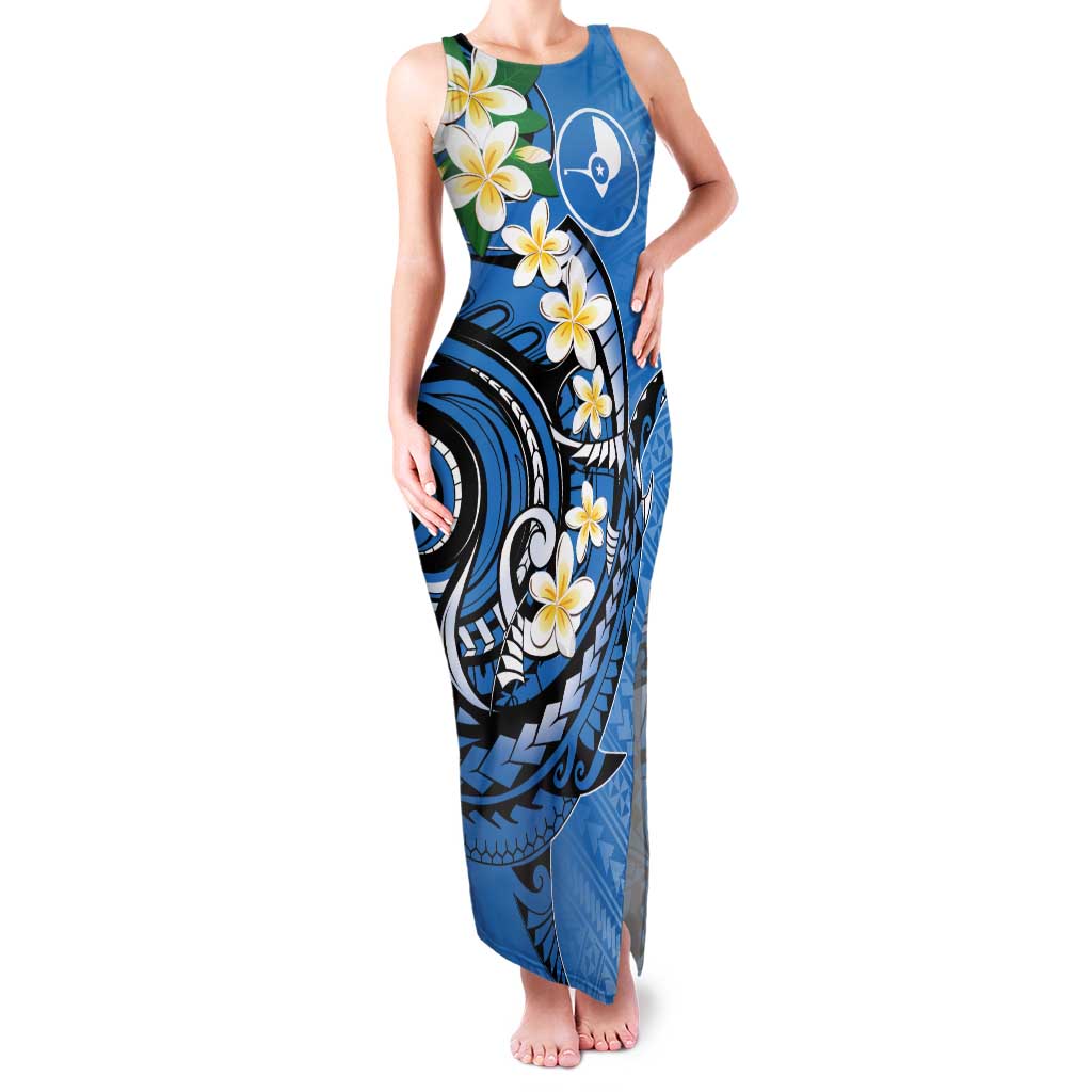 FSM Yap State Polynesian Shark Tattoo Personalised Tank Maxi Dress LT9 Women Blue - Polynesian Pride