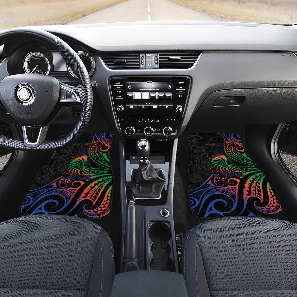 New Caledonia Polynesian Tatoo Personalised Car Mats LT9 Set 2pcs - Front Black - Polynesian Pride