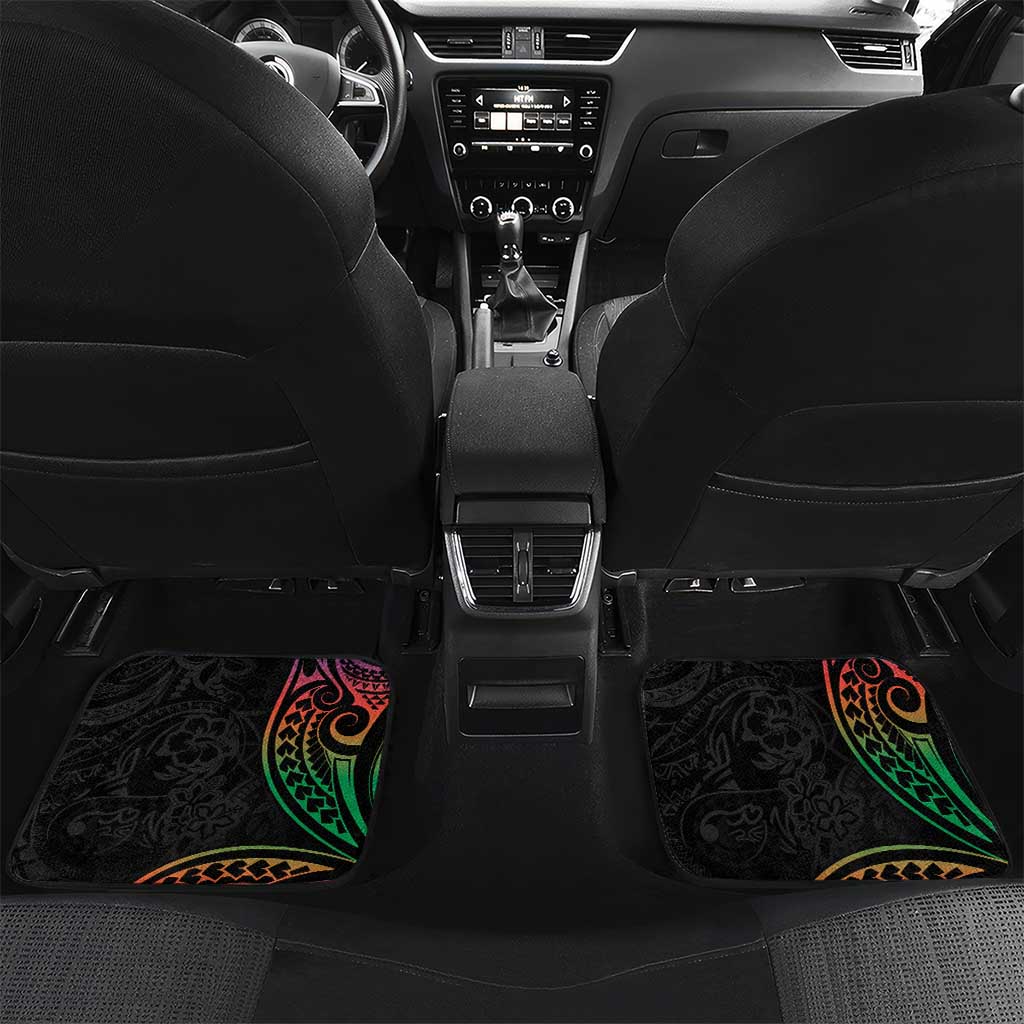 New Caledonia Polynesian Tatoo Personalised Car Mats LT9 Set 2pcs - Back Black - Polynesian Pride