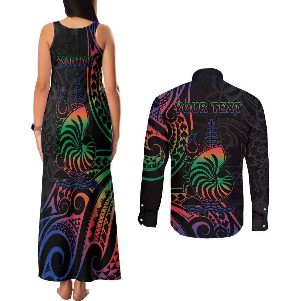 New Caledonia Polynesian Tatoo Personalised Couples Matching Tank Maxi Dress and Long Sleeve Button Shirt LT9 - Polynesian Pride
