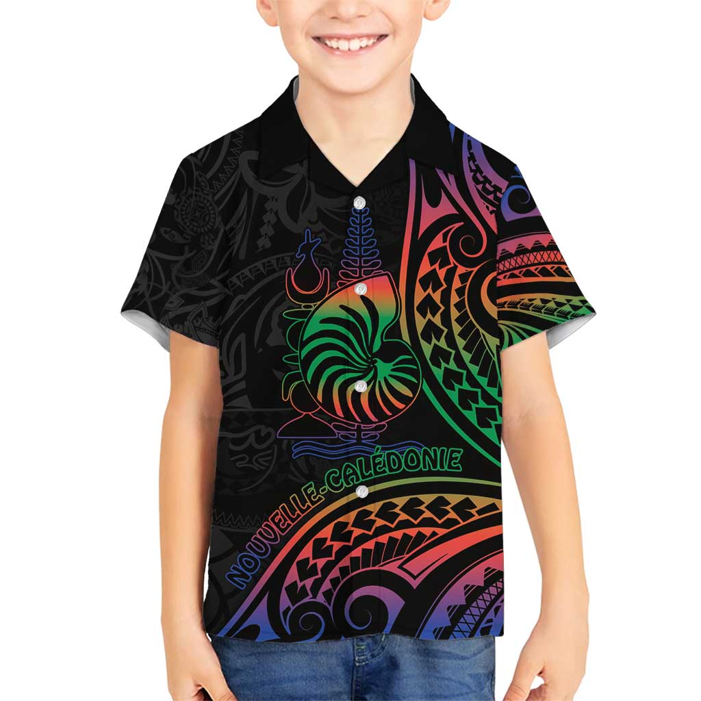 New Caledonia Polynesian Tatoo Personalised Family Matching Long Sleeve Bodycon Dress and Hawaiian Shirt LT9 Son's Shirt Black - Polynesian Pride