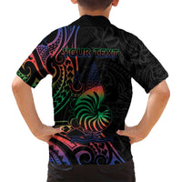 New Caledonia Polynesian Tatoo Personalised Family Matching Off Shoulder Maxi Dress and Hawaiian Shirt