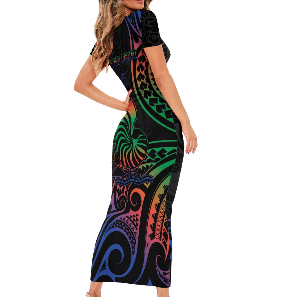 New Caledonia Polynesian Tatoo Personalised Family Matching Short Sleeve Bodycon Dress and Hawaiian Shirt LT9 - Polynesian Pride