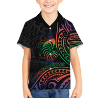 New Caledonia Polynesian Tatoo Personalised Family Matching Short Sleeve Bodycon Dress and Hawaiian Shirt LT9 Son's Shirt Black - Polynesian Pride