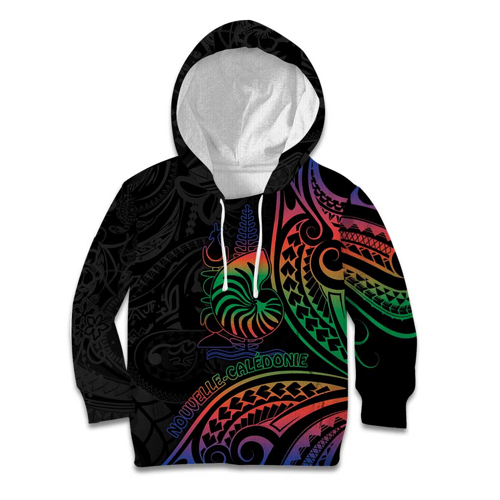 New Caledonia Polynesian Tatoo Personalised Kid Hoodie LT9 Hoodie Black - Polynesian Pride