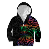 New Caledonia Polynesian Tatoo Personalised Kid Hoodie LT9 Zip Hoodie Black - Polynesian Pride