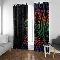New Caledonia Polynesian Tatoo Personalised Window Curtain LT9 With Grommets Black - Polynesian Pride