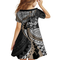 Personalised Polynesia Skull Family Matching Summer Maxi Dress and Hawaiian Shirt Tattoo In The Style Of Maori With Marine Life Gold LT9 - Polynesian Pride