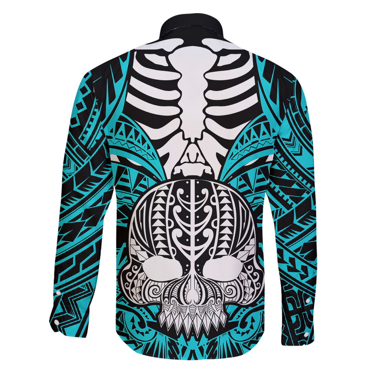 personalised-polynesia-skull-family-matching-summer-maxi-dress-and-hawaiian-shirt-with-boars-tusk-aqua-arty-vibe