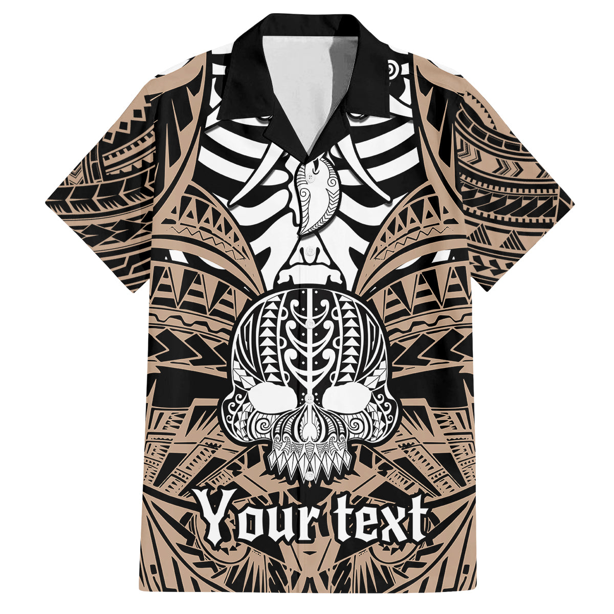 personalised-polynesia-skull-family-matching-summer-maxi-dress-and-hawaiian-shirt-with-boars-tusk-gold-arty-vibe