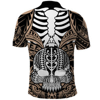 Personalised Polynesia Skull Polo Shirt With Boars Tusk Gold Arty Vibe LT9 - Polynesian Pride