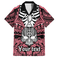 Personalised Polynesia Skull Family Matching Long Sleeve Bodycon Dress and Hawaiian Shirt With Boars Tusk Pink Arty Vibe LT9 Dad's Shirt - Short Sleeve Pink - Polynesian Pride