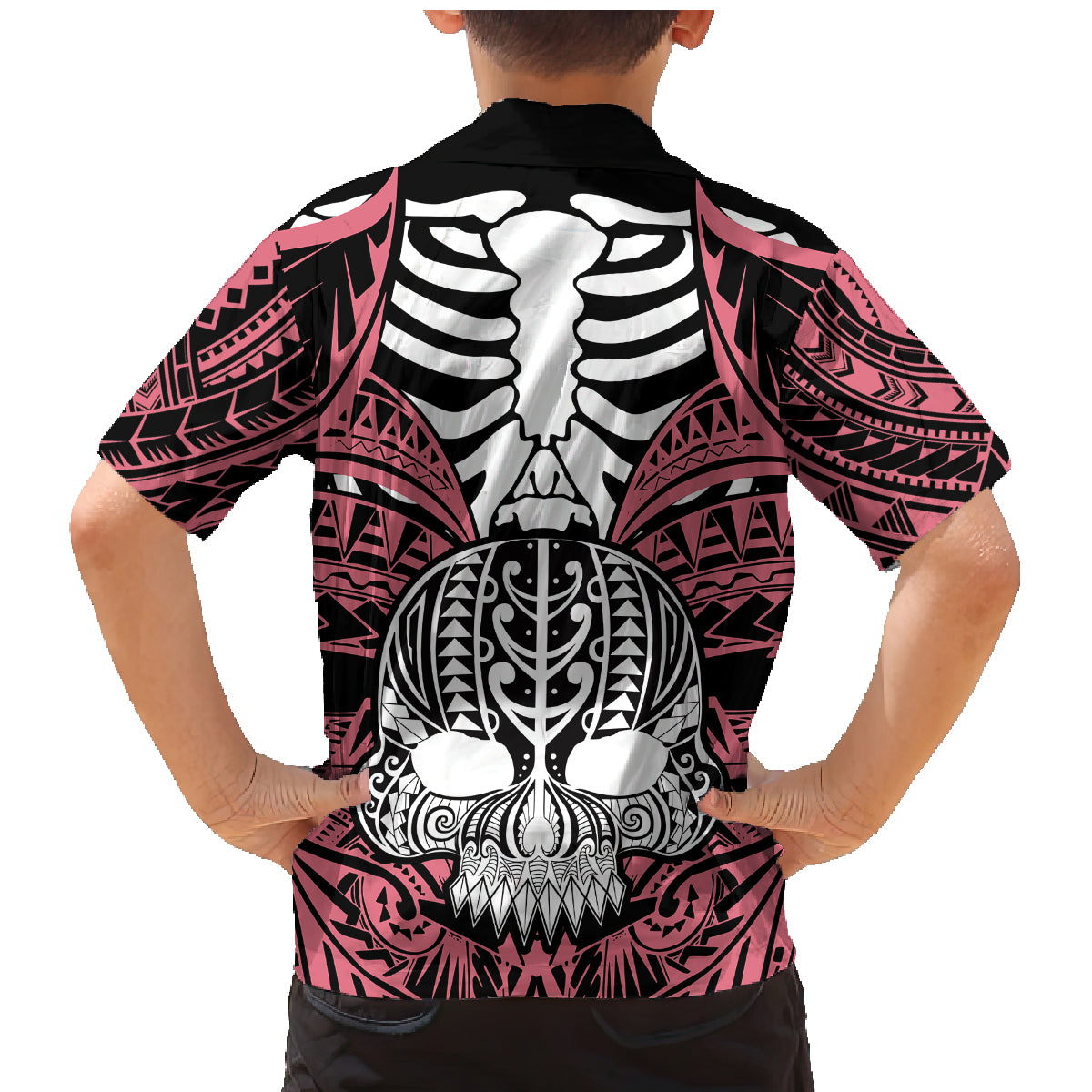 personalised-polynesia-skull-family-matching-mermaid-dress-and-hawaiian-shirt-with-boars-tusk-pink-arty-vibe
