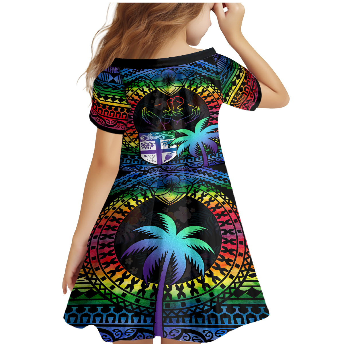 Fiji LGBT Family Matching Mermaid Dress and Hawaiian Shirt Love Is Love Tapa Pattern Rainbow Water Color LT9 - Polynesian Pride