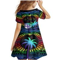 Fiji LGBT Family Matching Mermaid Dress and Hawaiian Shirt Love Is Love Tapa Pattern Rainbow Water Color LT9 - Polynesian Pride