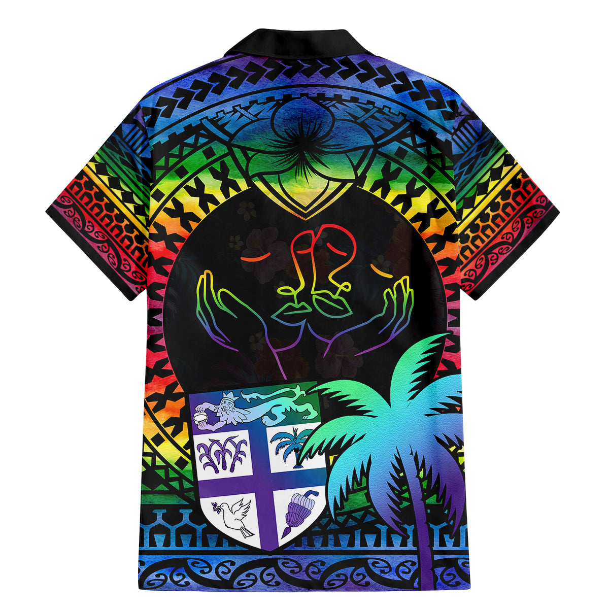 Fiji LGBT Family Matching Mermaid Dress and Hawaiian Shirt Love Is Love Tapa Pattern Rainbow Water Color LT9 - Polynesian Pride