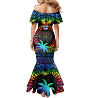Fiji LGBT Family Matching Mermaid Dress and Hawaiian Shirt Love Is Love Tapa Pattern Rainbow Water Color LT9 - Polynesian Pride