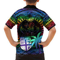 Fiji LGBT Family Matching Short Sleeve Bodycon Dress and Hawaiian Shirt Love Is Love Tapa Pattern Rainbow Water Color LT9 - Polynesian Pride