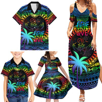 Fiji LGBT Family Matching Summer Maxi Dress and Hawaiian Shirt Love Is Love Tapa Pattern Rainbow Water Color LT9 - Polynesian Pride