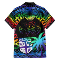 Fiji LGBT Family Matching Summer Maxi Dress and Hawaiian Shirt Love Is Love Tapa Pattern Rainbow Water Color LT9 - Polynesian Pride