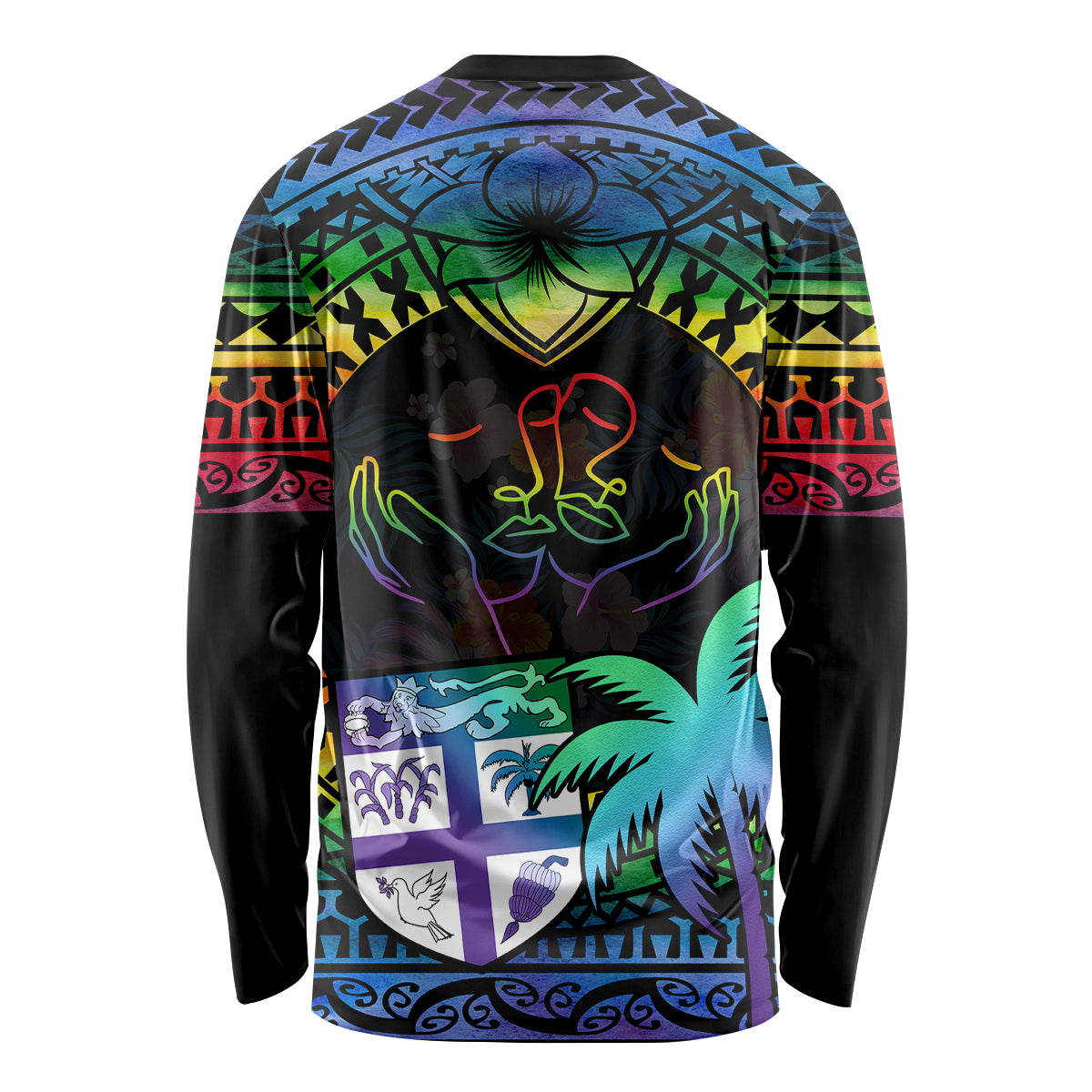 Fiji LGBT Long Sleeve Shirt Love Is Love Tapa Pattern Rainbow Water Color LT9 - Polynesian Pride