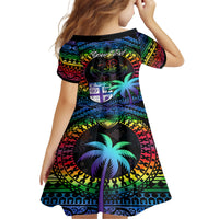 Personalised Fiji LGBT Family Matching Off Shoulder Maxi Dress and Hawaiian Shirt Love Is Love Tapa Pattern Rainbow Water Color LT9 - Polynesian Pride