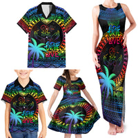 Personalised Fiji LGBT Family Matching Tank Maxi Dress and Hawaiian Shirt Love Is Love Tapa Pattern Rainbow Water Color LT9 - Polynesian Pride
