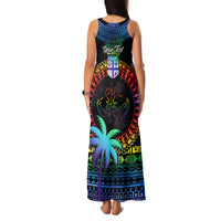 Personalised Fiji LGBT Family Matching Tank Maxi Dress and Hawaiian Shirt Love Is Love Tapa Pattern Rainbow Water Color LT9 - Polynesian Pride