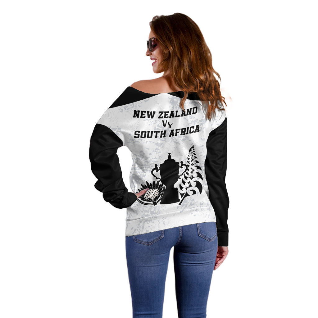 New Zealand South Africa Rugby Off Shoulder Sweater History Commemorative World Cup Winners Unique LT9 - Polynesian Pride