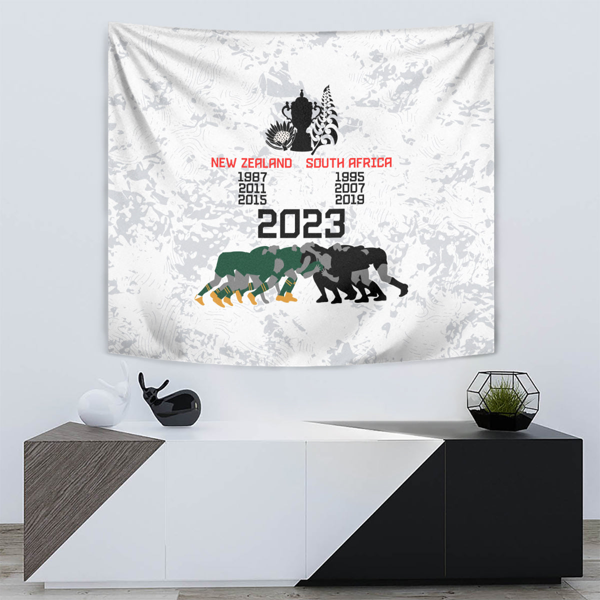 New Zealand South Africa Rugby Tapestry History Commemorative World Cup Winners Unique LT9 - Polynesian Pride