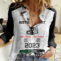 New Zealand South Africa Rugby Women Casual Shirt History Commemorative World Cup Winners Unique LT9 Female White - Polynesian Pride