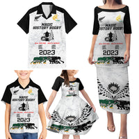 Custom New Zealand South Africa Rugby Family Matching Puletasi Dress and Hawaiian Shirt History Commemorative World Cup Winners Unique LT9 - Polynesian Pride