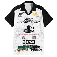 Custom New Zealand South Africa Rugby Family Matching Short Sleeve Bodycon Dress and Hawaiian Shirt History Commemorative World Cup Winners Unique LT9 Dad's Shirt - Short Sleeve White - Polynesian Pride