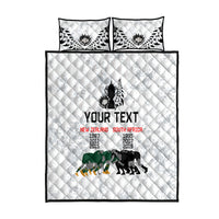 Custom New Zealand South Africa Rugby Quilt Bed Set History Commemorative World Cup Winners Unique LT9 White - Polynesian Pride