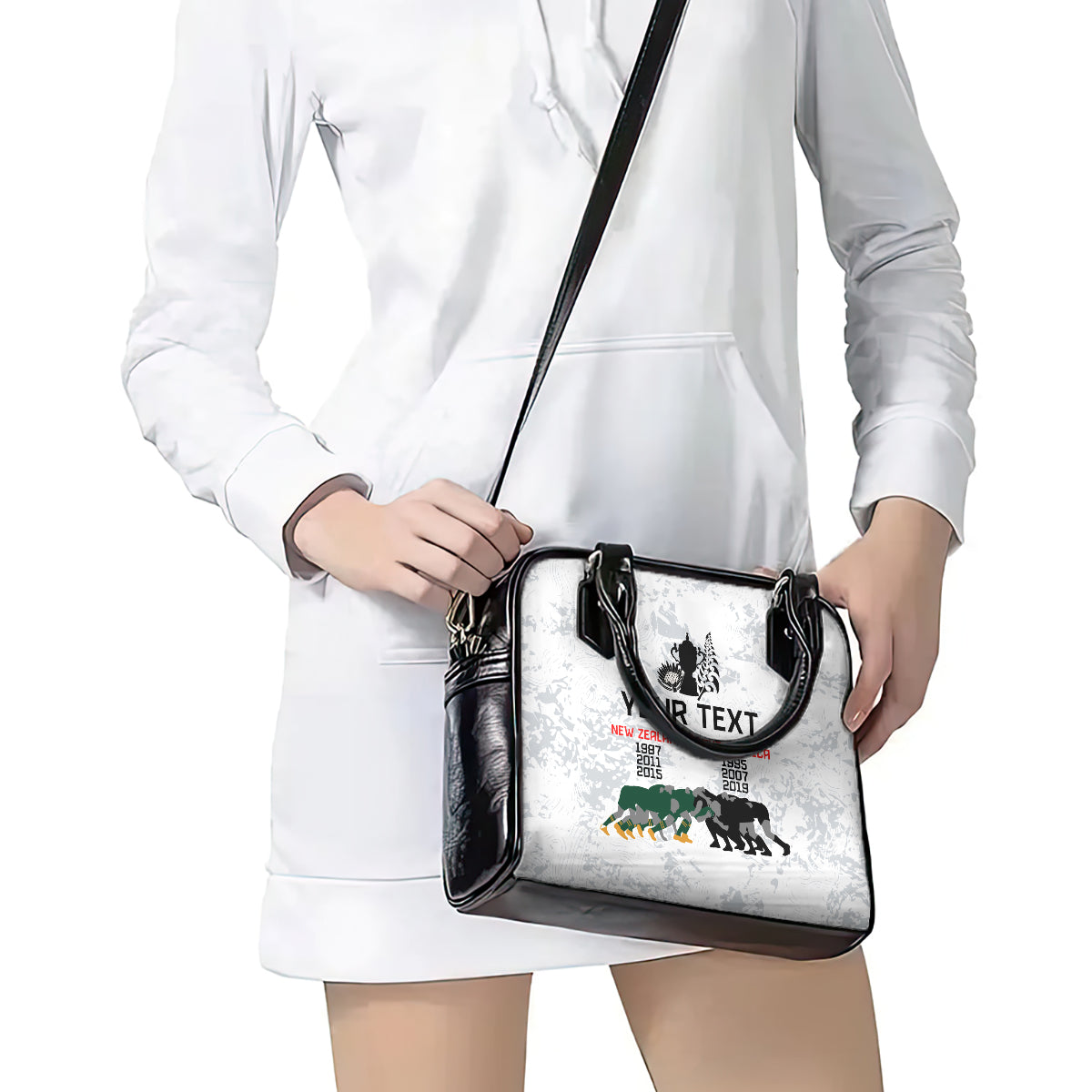 Custom New Zealand South Africa Rugby Shoulder Handbag History Commemorative World Cup Winners Unique LT9 - Polynesian Pride