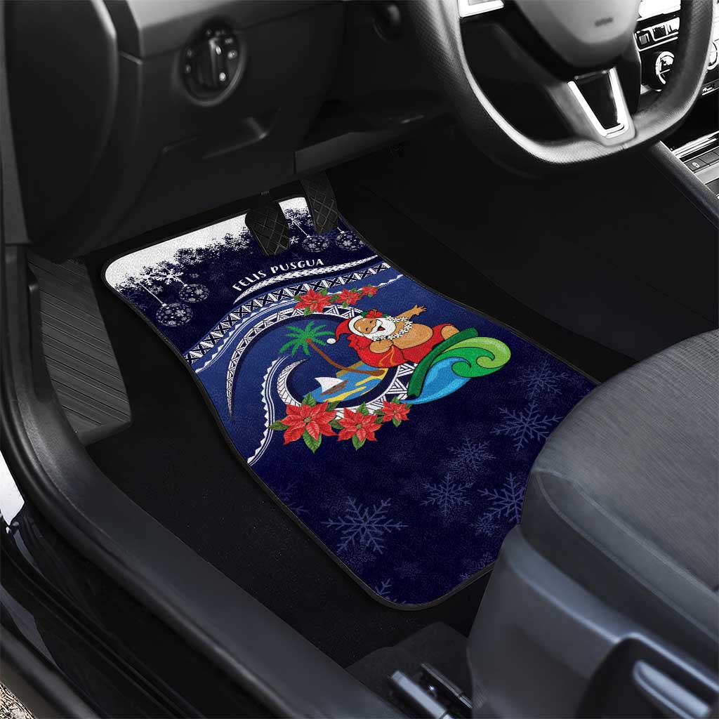 Felis Pusgua Guam Santa Car Mats Merry Christmas with Polynesian Tribal