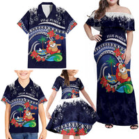 Felis Pusgua Guam Santa Family Matching Off Shoulder Maxi Dress and Hawaiian Shirt Merry Christmas with Polynesian Tribal LT9 - Polynesian Pride