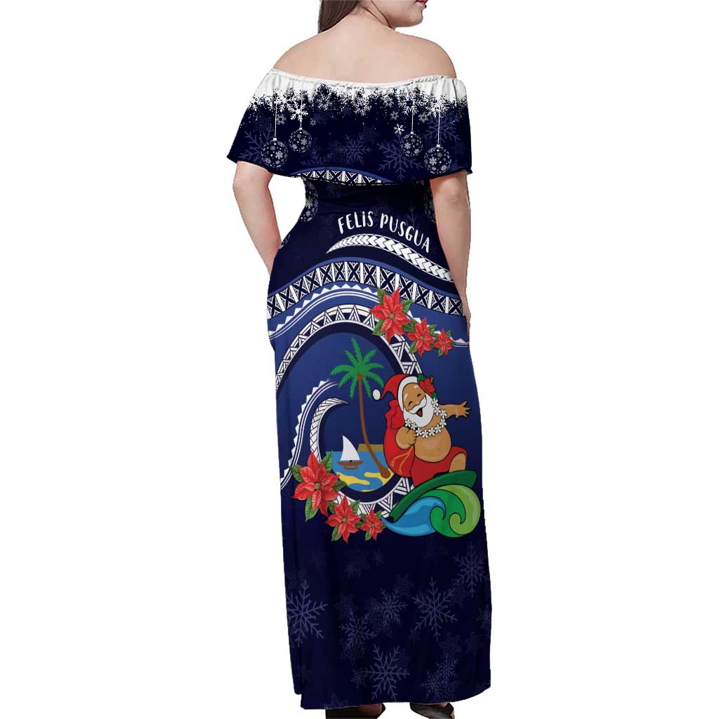 Felis Pusgua Guam Santa Family Matching Off Shoulder Maxi Dress and Hawaiian Shirt Merry Christmas with Polynesian Tribal LT9 - Polynesian Pride
