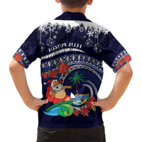 Felis Pusgua Guam Santa Family Matching Off Shoulder Short Dress and Hawaiian Shirt Merry Christmas with Polynesian Tribal LT9 - Polynesian Pride