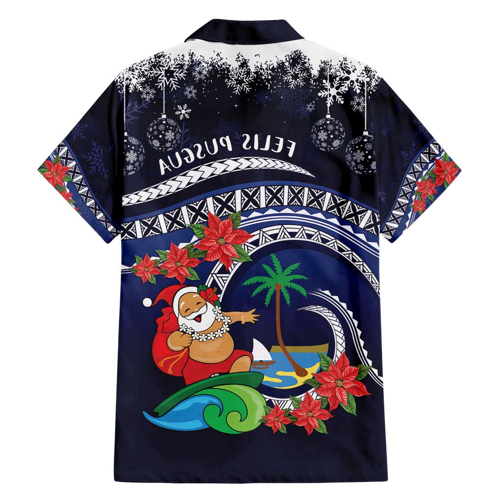 Felis Pusgua Guam Santa Family Matching Off Shoulder Short Dress and Hawaiian Shirt Merry Christmas with Polynesian Tribal LT9 - Polynesian Pride
