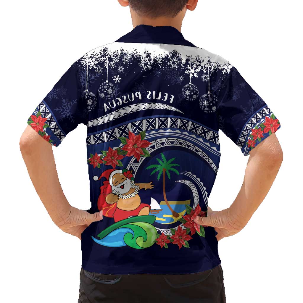 Felis Pusgua Guam Santa Family Matching Tank Maxi Dress and Hawaiian Shirt Merry Christmas with Polynesian Tribal LT9 - Polynesian Pride