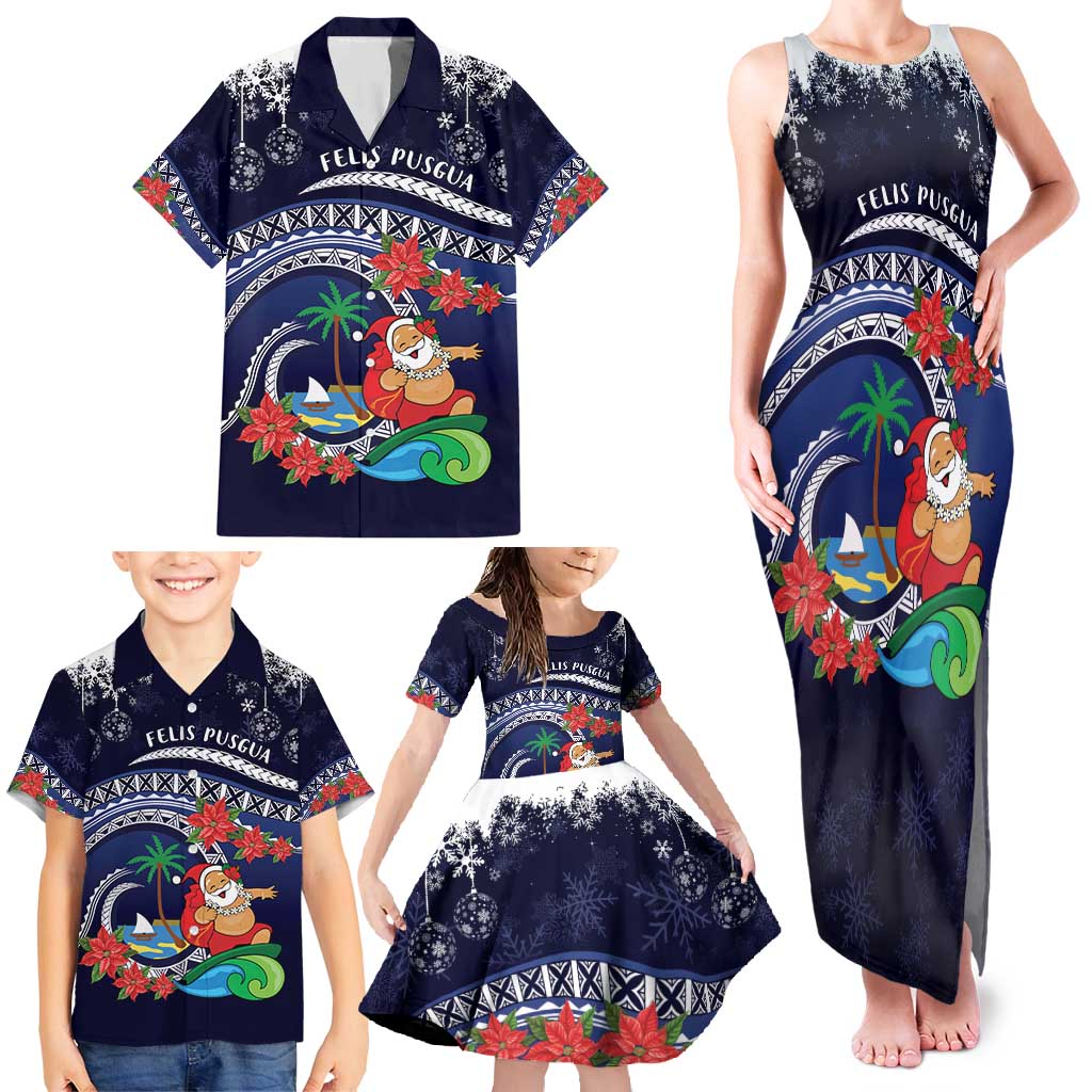 Felis Pusgua Guam Santa Family Matching Tank Maxi Dress and Hawaiian Shirt Merry Christmas with Polynesian Tribal LT9 - Polynesian Pride