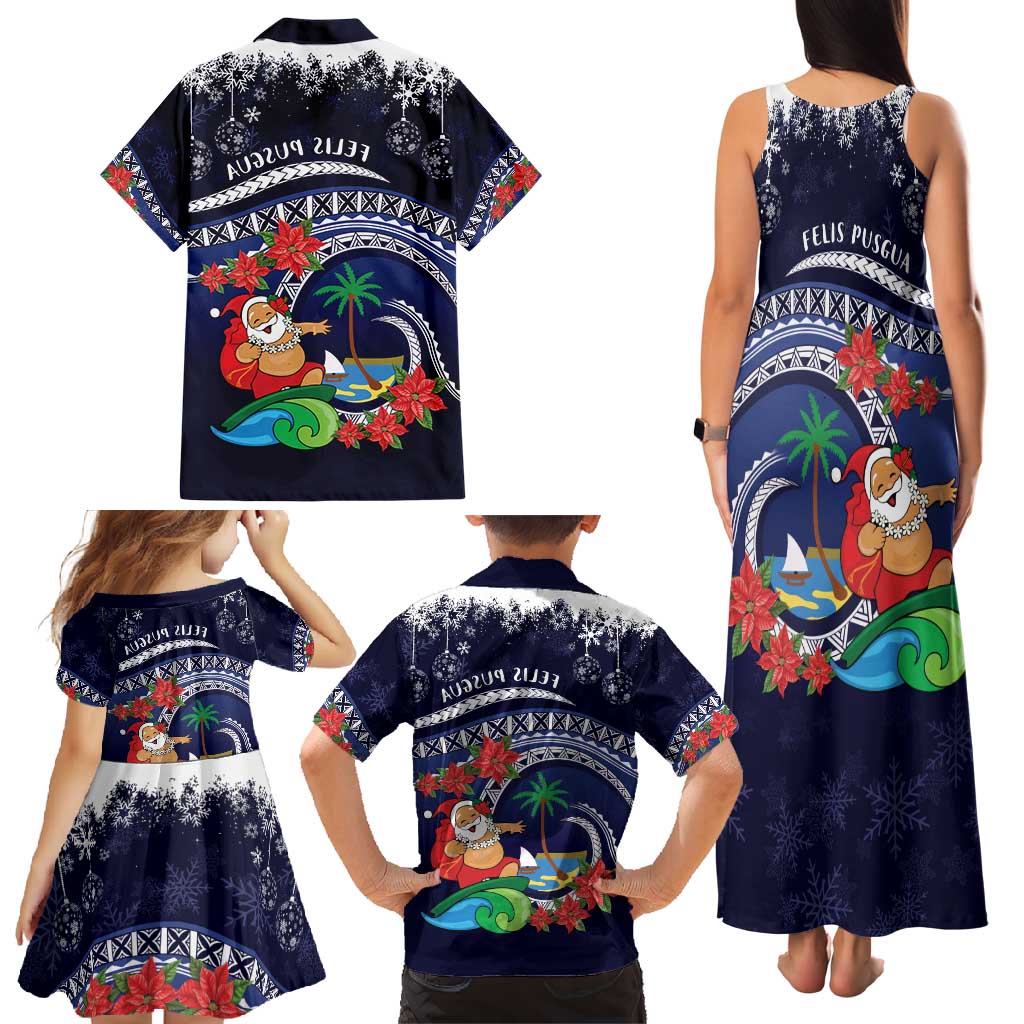 Felis Pusgua Guam Santa Family Matching Tank Maxi Dress and Hawaiian Shirt Merry Christmas with Polynesian Tribal LT9 - Polynesian Pride
